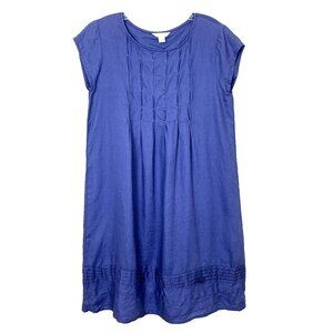 Sundance‎ Womens S Dress Linen Pleated Pintuck Viv Blue Boho Cottage Casual